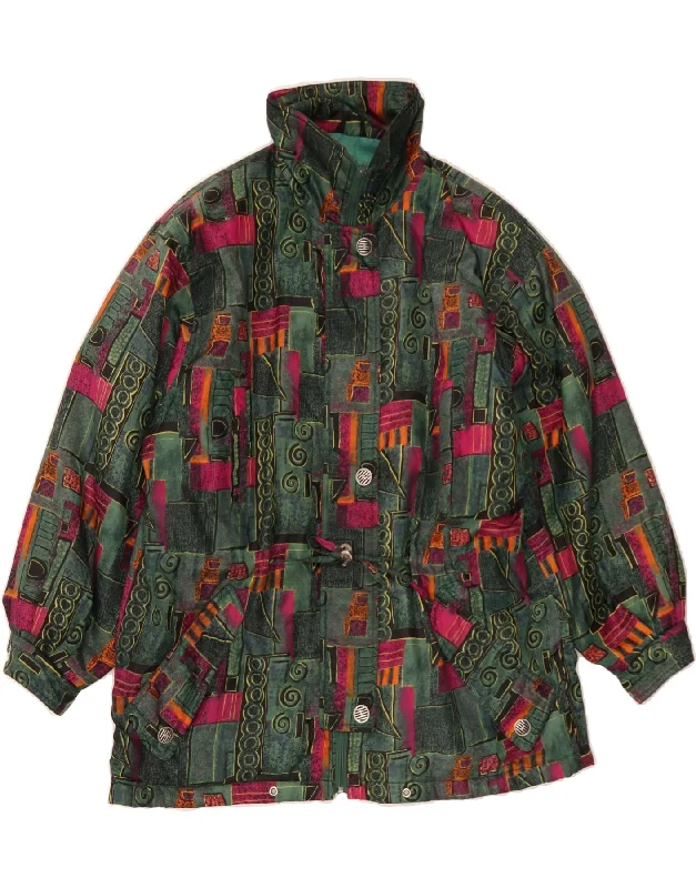 C&A Womens Windbreaker Coat EU 42 Large Green Patchwork Polyester Herringbone Houndstooth Plaid C&A Womens Windbreaker Coat EU 42 Large Green Patchwork Polyester Herringbone Houndstooth Plaid