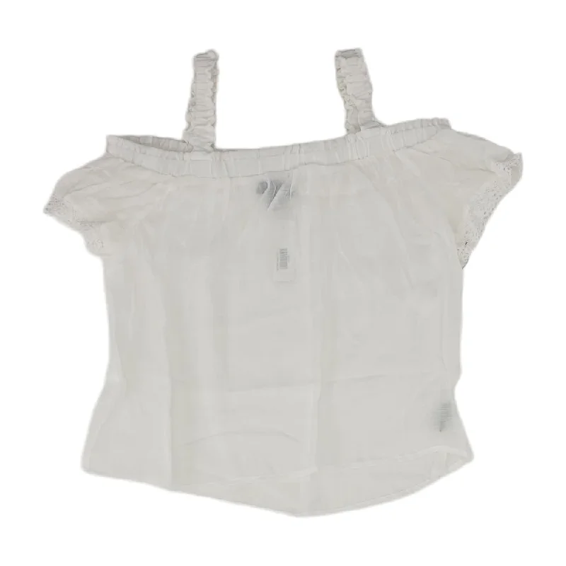 White Solid Cropped Knit Top Budget-Friendly Knit Tee