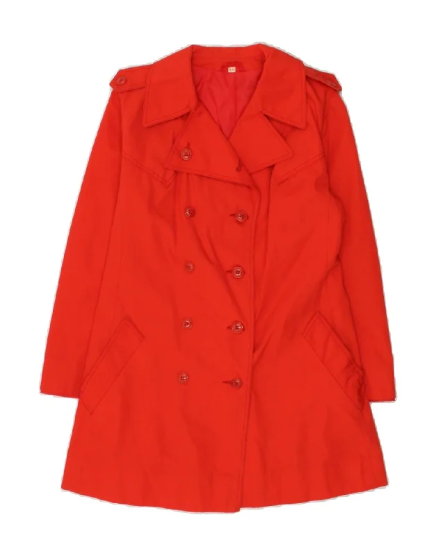 NINO Womens Trench Coat UK 8 Small Red Polyester Print Jacquard Embroidered
