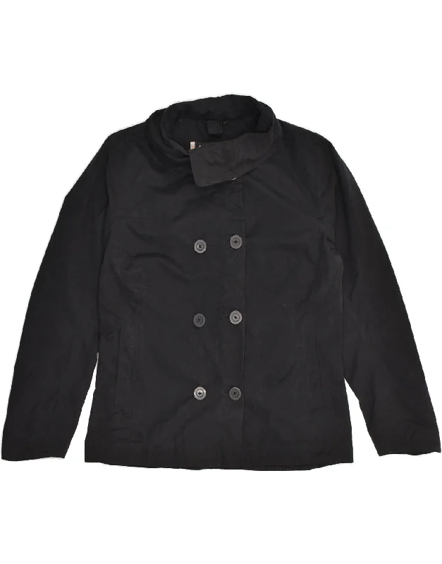 COLUMBIA Womens Pea Coat UK 12 Medium Black Polyester Appliqued Beaded Sequined