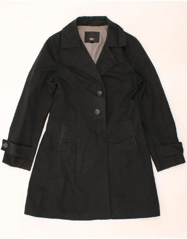 MOSSIMO Womens Trench Coat UK 12 Medium Black Cotton Blouse Shirt Tunic