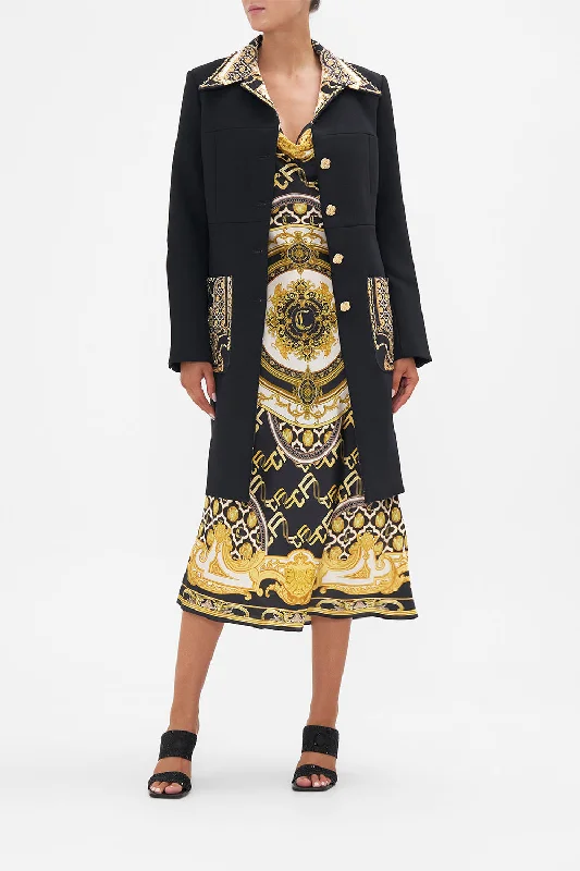 BUTTON FRONT COAT TETHER ME NOT Tweed Herringbone Houndstooth