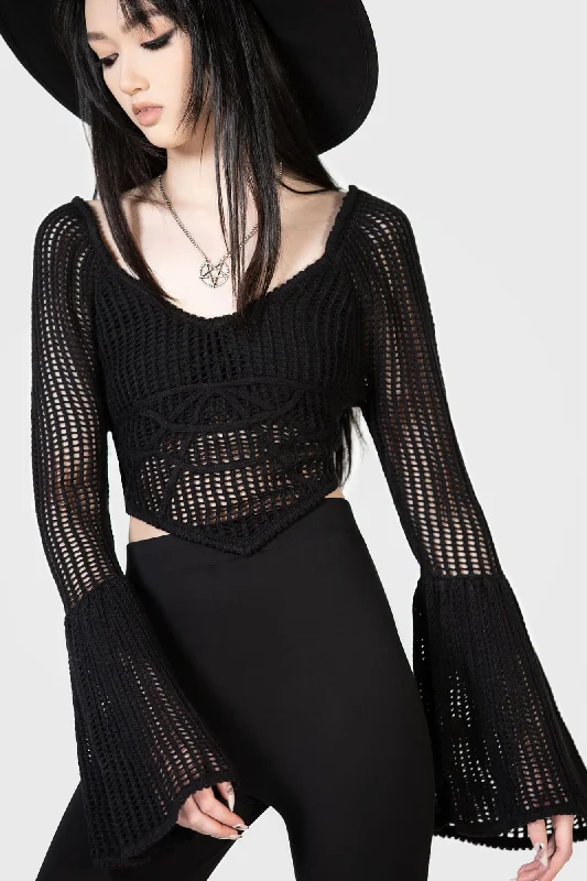 Cruel Fate Knit Top Asymmetrical Knit Blouse