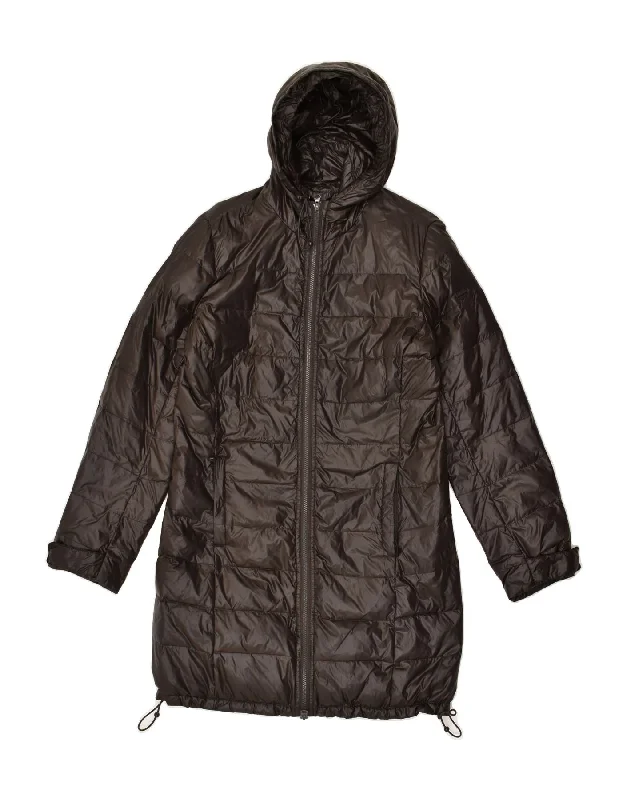 ELLESSE Womens Hooded Padded Coat UK 14 Medium Brown Polyamide Trim Padded Insulated ELLESSE Womens Hooded Padded Coat UK 14 Medium Brown Polyamide Trim Padded Insulated