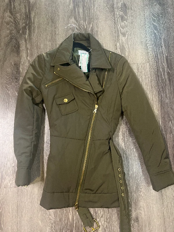 Moschino Puffer Moto W/ Belt Coat (Size XS) Denim Leather Suede