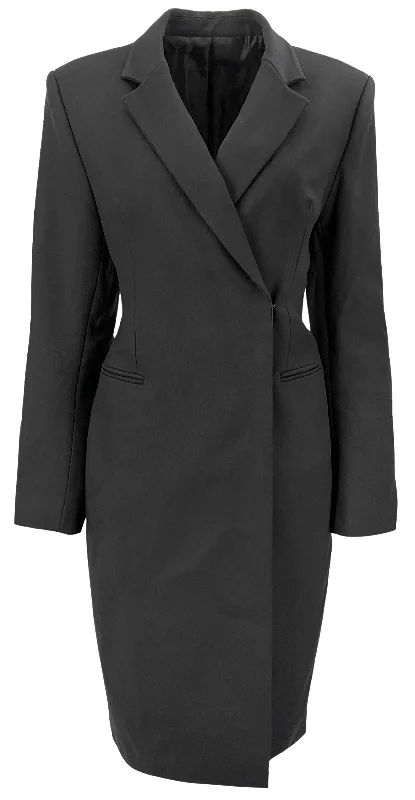 Alaïa Wool Coat in Black Cardigan Sweater Pullover