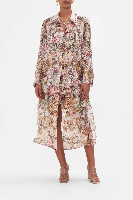 LONG BUTTON FRONT COAT BAMBINO BLISS Embroidered Appliqued Beaded