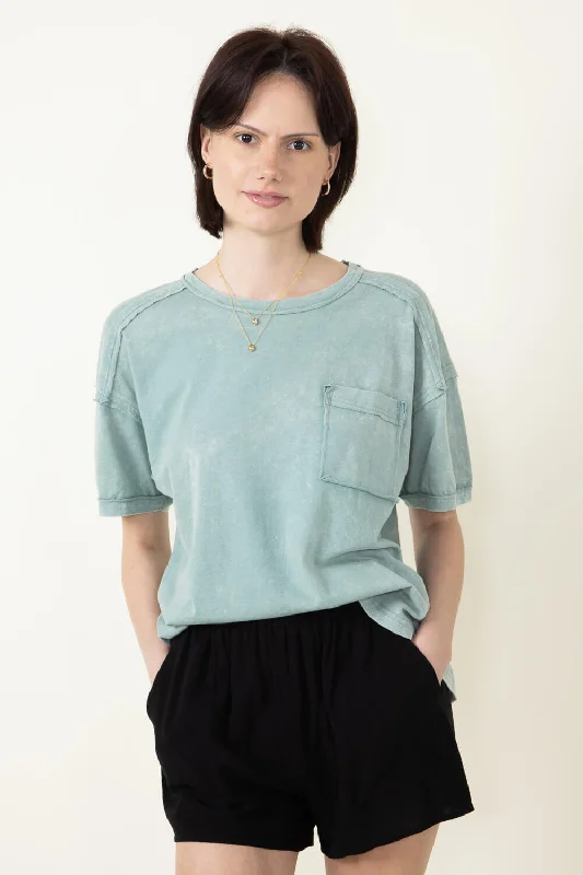 Mineral Wash Knit Top for Women in Sage | NT11108-SAGE Casual Weekend Knit Top