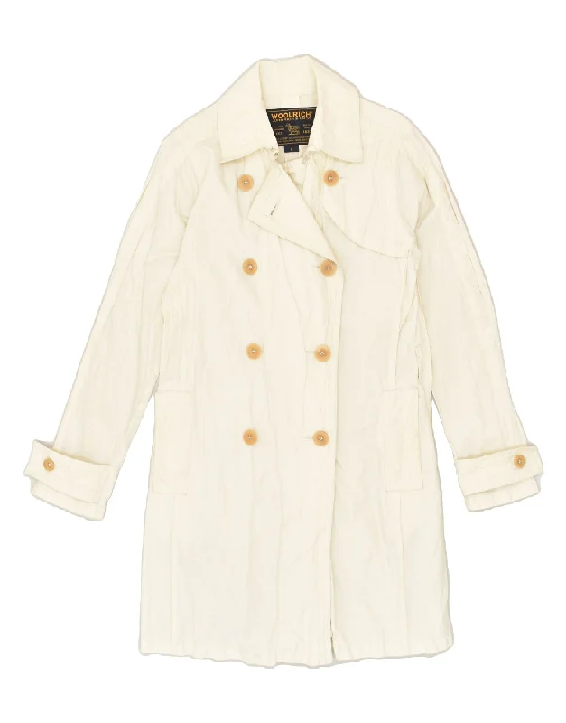 WOOLRICH Womens Trench Coat UK 14 Medium Beige Cotton Off-the-Shoulder Jacket Double-Breasted Coat Single-Breasted Coat WOOLRICH Womens Trench Coat UK 14 Medium Beige Cotton Off-the-Shoulder Jacket Double-Breasted Coat Single-Breasted Coat