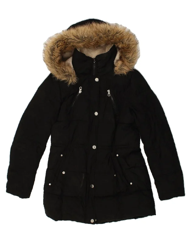 NAUTICA Womens Hooded Padded Coat UK 14 Medium Black Polyester Nylon Polyester Spandex NAUTICA Womens Hooded Padded Coat UK 14 Medium Black Polyester Nylon Polyester Spandex
