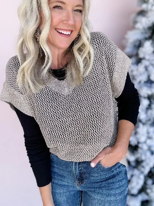Gold Glamour Knit Top - FINAL SALE Minimalist Knit Blouse
