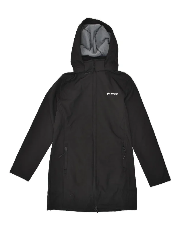 LOTTO Womens Hooded Windbreaker Coat UK 14 Medium Black Polyester Trim Padded Insulated LOTTO Womens Hooded Windbreaker Coat UK 14 Medium Black Polyester Trim Padded Insulated