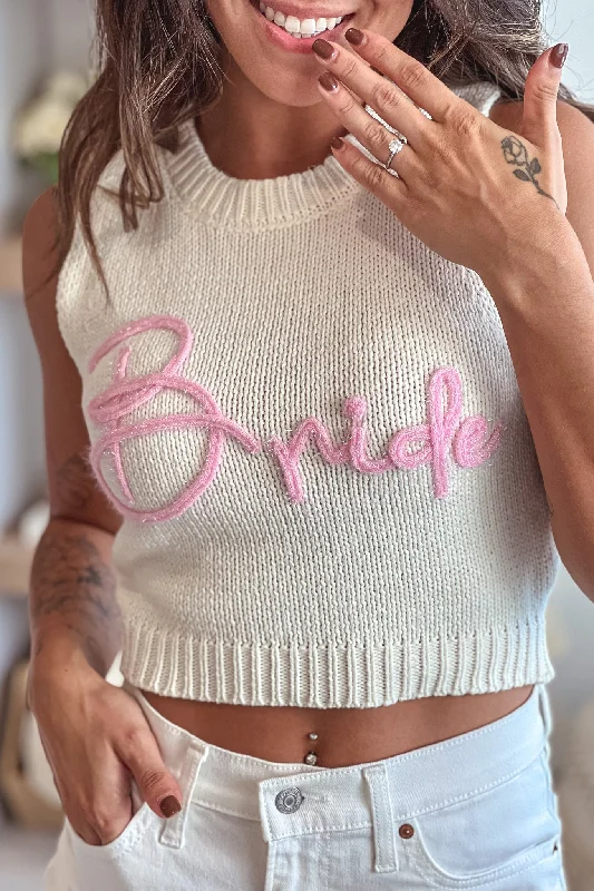 White Bride Sleeveless Knit Top Vintage Knit Top