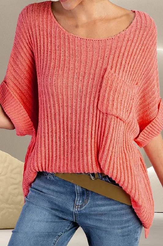 Thea Round Neck Half Sleeve Knit Top Soft Knit Shirt