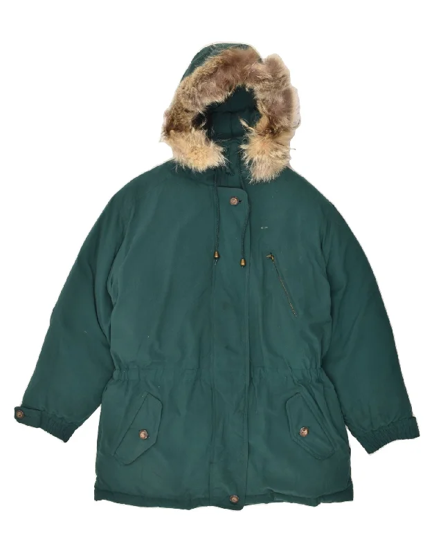 EDDIE BAUER Womens Oversized Hooded Padded Coat UK 16 Large Green Trench Wool Cashmere EDDIE BAUER Womens Oversized Hooded Padded Coat UK 16 Large Green Trench Wool Cashmere
