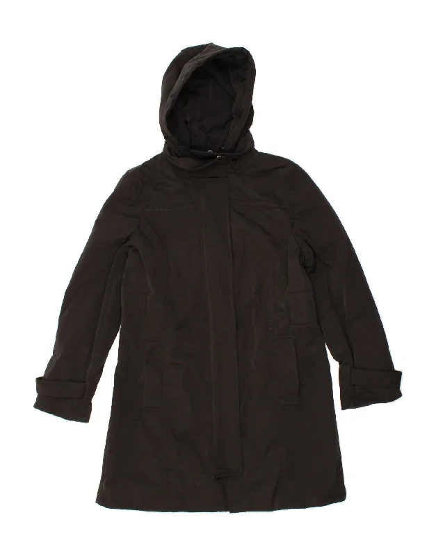 MASSIMO DUTTI Womens Hooded Windbreaker Coat UK 18 XL Black Polyester Anorak Windbreaker Fleece