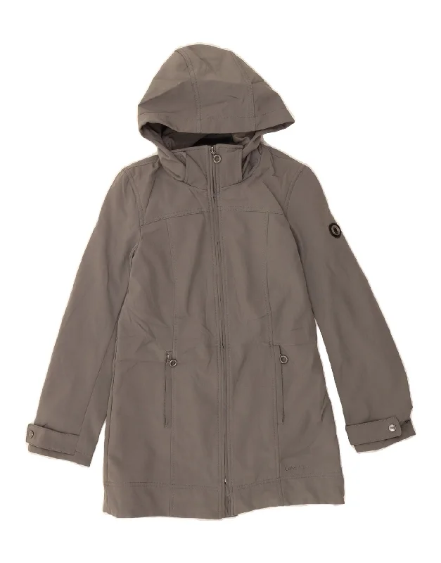 CALVIN KLEIN Womens Hooded Windbreaker Coat UK 10 Small Grey Polyester Bodycon Sheath Shift CALVIN KLEIN Womens Hooded Windbreaker Coat UK 10 Small Grey Polyester Bodycon Sheath Shift