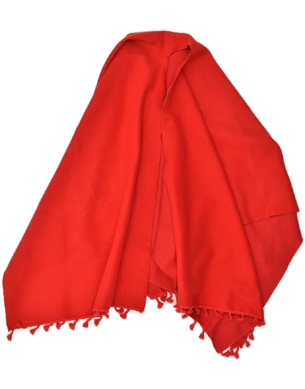 VINTAGE Womens Poncho Coat One size Red Polyester Vest Waistcoat Gilet