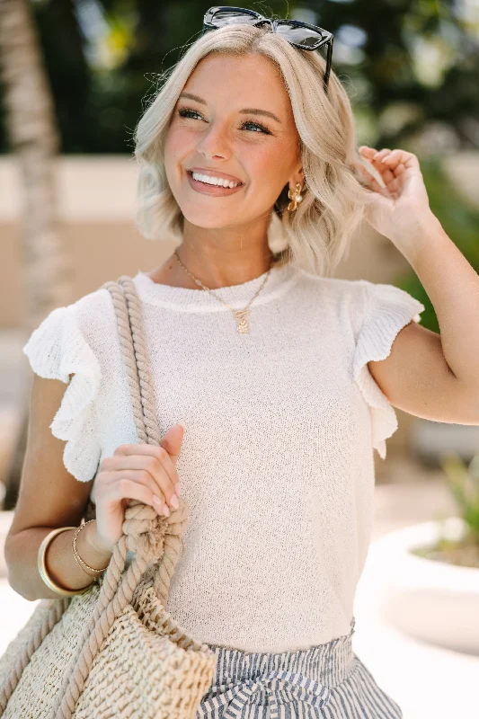 Certain Joy White Knit Top Lavender Knit Shirt