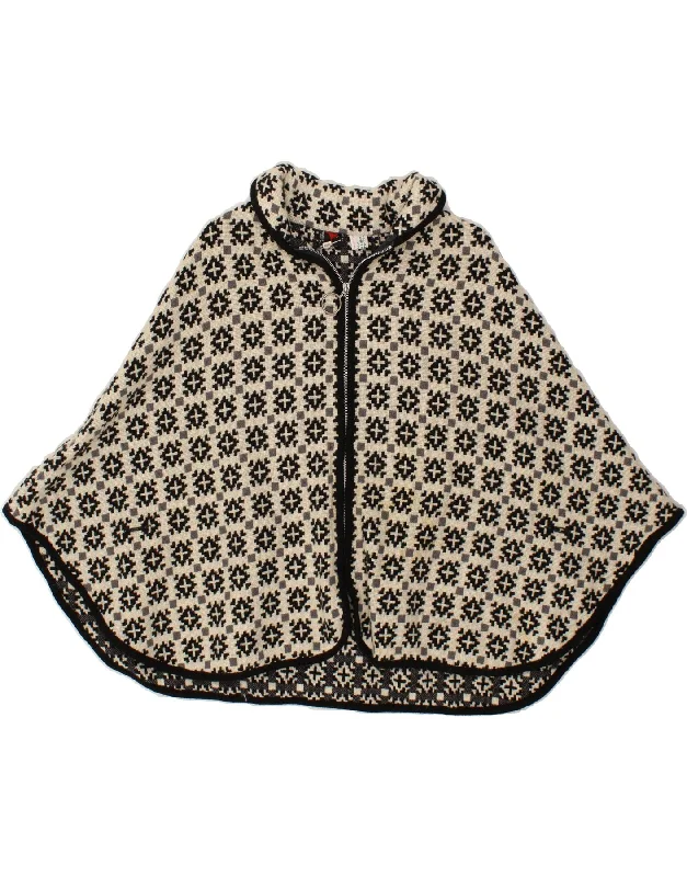VINTAGE Womens Abstract Pattern Poncho Coat One Size Beige Wool Asymmetrical Diagonal princess VINTAGE Womens Abstract Pattern Poncho Coat One Size Beige Wool Asymmetrical Diagonal princess