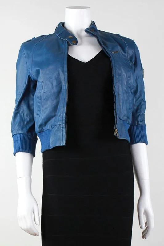 ALL SAINTS Blue Leather Jacket - 2 US Wool Jacket Cashmere Jacket Tweed Jacket Wool Jacket Cashmere Jacket Tweed Jacket ALL SAINTS Blue Leather Jacket - 2 US Wool Jacket Cashmere Jacket Tweed Jacket Wool Jacket Cashmere Jacket Tweed Jacket