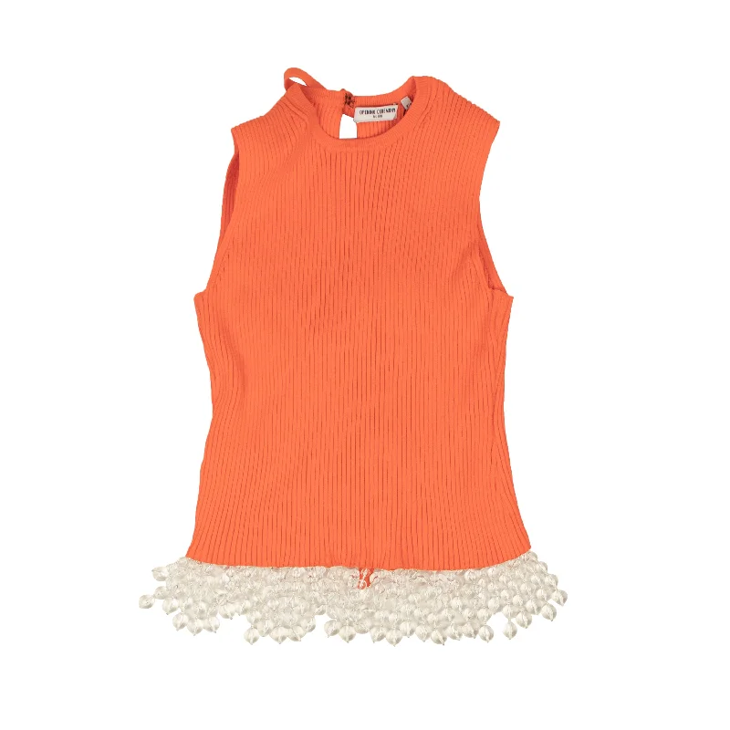 Opening Ceremony ORANGE BEADED OPEN BACK KNIT TOP Designer Knit Top