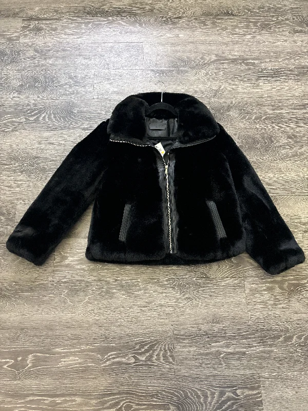 Cole Haan Faux Fur And Leather Coat - Medium Suede Faux Fur Shearling