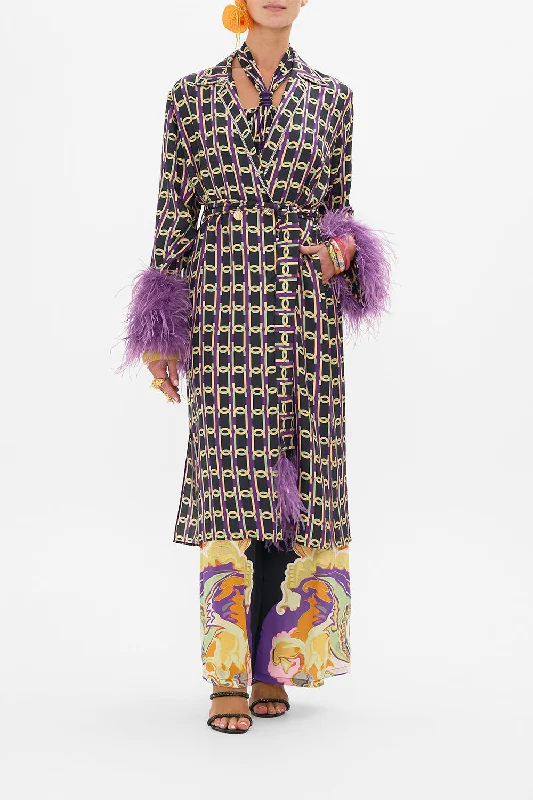 SPLIT CUFF SOFT COAT WITH FEATHERS FILM DIVA Fitted Loose Oversized