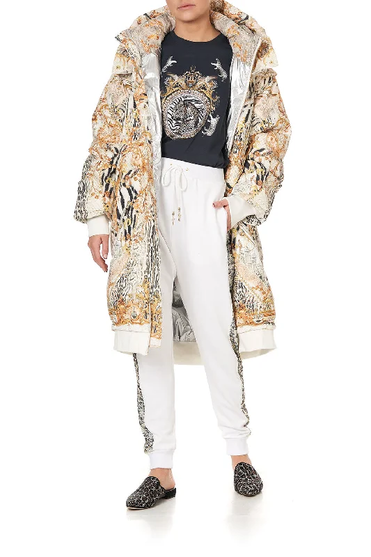 HOODED PUFFER COAT GATES OF GLORY Striped Polka Dot Floral