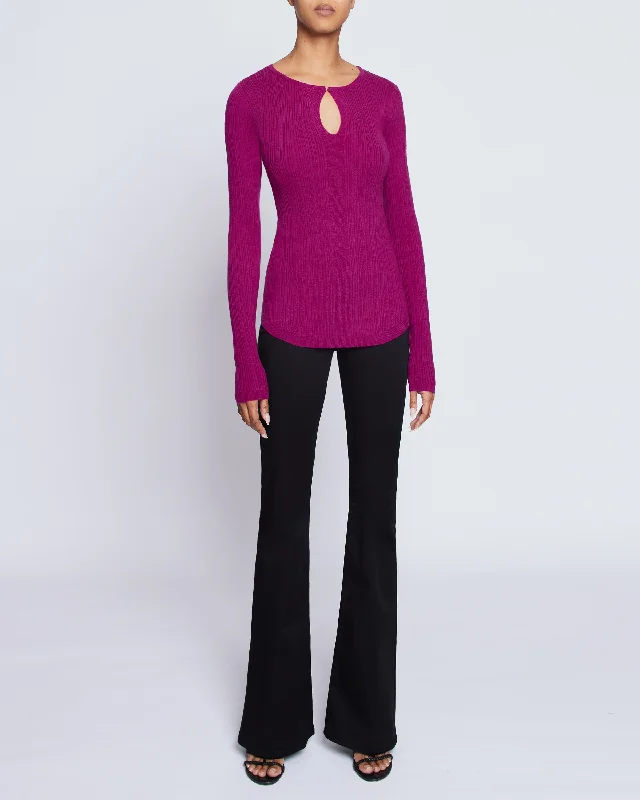 CHARLENE Ribbed Keyhole Knit Top in Merino Wool Limited Edition Knit Top