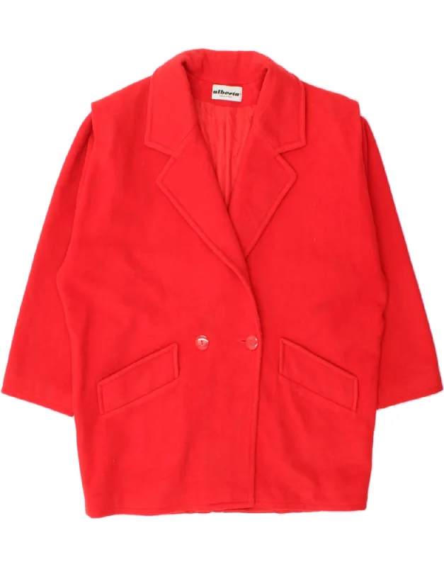 ALBERTA FERRETTI Womens Double Breasted Coat UK 20 2XL Red Viscose Buttoned Zippered Snapped ALBERTA FERRETTI Womens Double Breasted Coat UK 20 2XL Red Viscose Buttoned Zippered Snapped