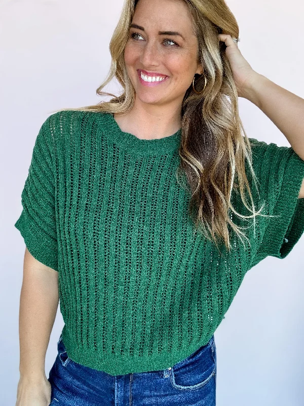 Juniper Crochet Knit Top Lightweight Knit Tee