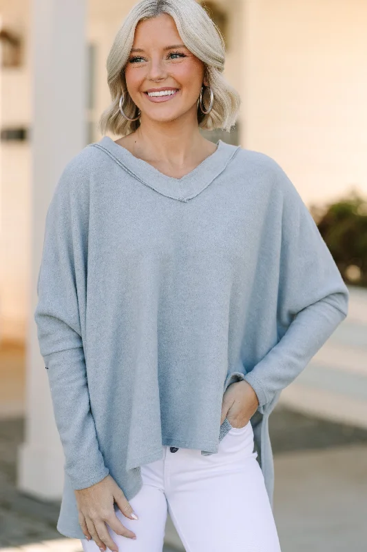 Find Yourself Heather Gray Brushed Knit Top Pink Knit Top