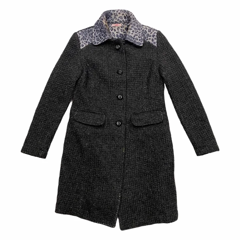 Versace VJC Women's Knitted Wool Coat | Vintage Designer Leopard Print Grey VTG Hooded Jacket Zipper Jacket Button Jacket Versace VJC Women's Knitted Wool Coat | Vintage Designer Leopard Print Grey VTG Hooded Jacket Zipper Jacket Button Jacket