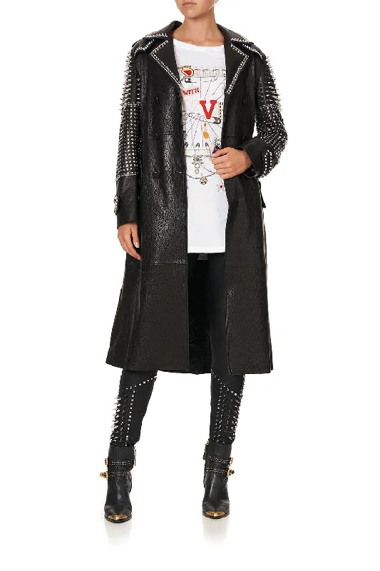 LEATHER TRENCH COAT LEATHER empire Basque Peplum