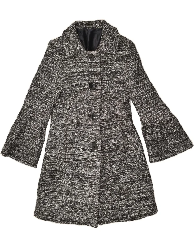 VINTAGE Womens Princess Coat IT 44 Medium Grey Virgin Wool Boat Neck Jacket Square Neck Jacket One-Shoulder Jacket VINTAGE Womens Princess Coat IT 44 Medium Grey Virgin Wool Boat Neck Jacket Square Neck Jacket One-Shoulder Jacket