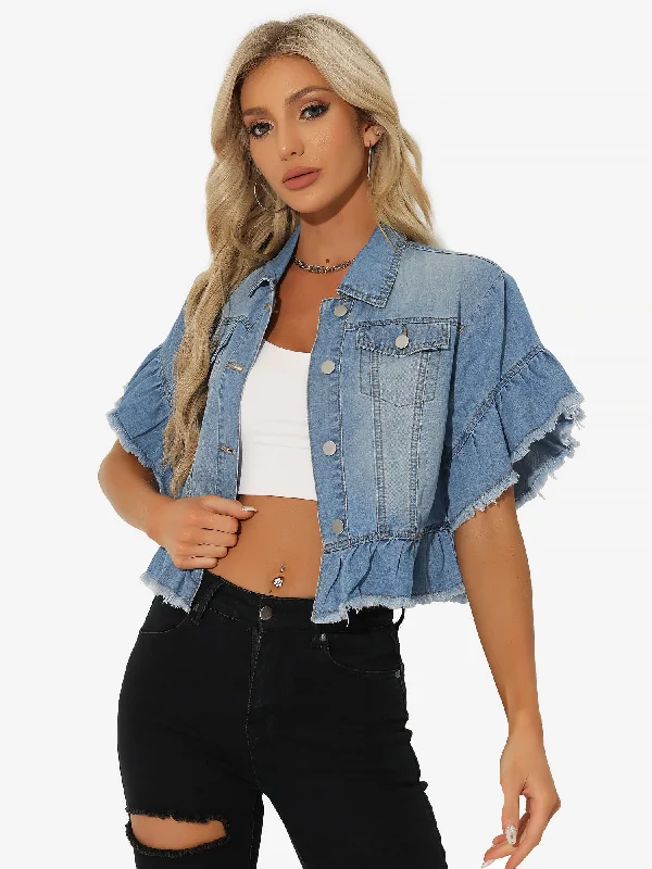 Denim Ruffled Short Sleeve Lightweight Peplum Hem Cropped Jean Jacket Mesh Jacket Canvas Jacket Denim Jacket Mesh Jacket Canvas Jacket Denim Jacket Denim Ruffled Short Sleeve Lightweight Peplum Hem Cropped Jean Jacket Mesh Jacket Canvas Jacket Denim Jacket Mesh Jacket Canvas Jacket Denim Jacket