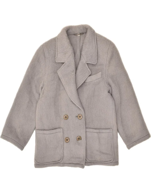 INCOM Womens Double Breasted Coat IT 42 Medium Grey Hooded Jacket Zipper Jacket Button Jacket INCOM Womens Double Breasted Coat IT 42 Medium Grey Hooded Jacket Zipper Jacket Button Jacket