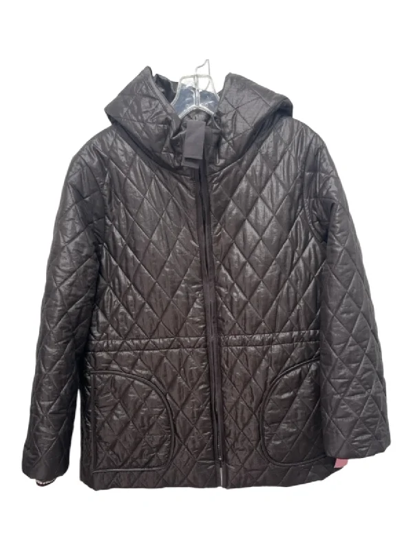 Orient Size M Pewter Brown Nylon Diamante Quilting Hood Zip Coat Down Puffer Quilted Orient Size M Pewter Brown Nylon Diamante Quilting Hood Zip Coat Down Puffer Quilted