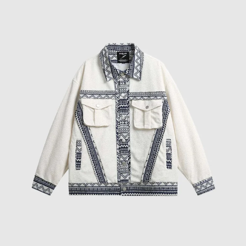 Unisex White Ethnic Pattern Jacket Denim Fabric Leather Fabric Suede Fabric Denim Fabric Leather Fabric Suede Fabric Unisex White Ethnic Pattern Jacket Denim Fabric Leather Fabric Suede Fabric Denim Fabric Leather Fabric Suede Fabric