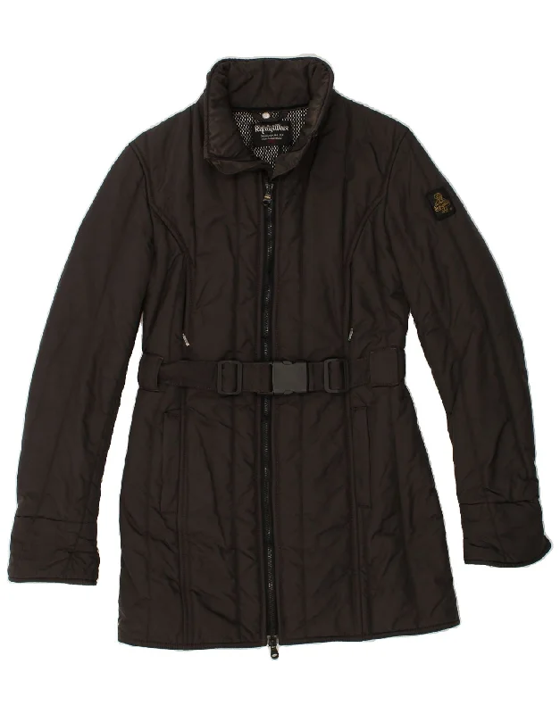 REFRIGIWEAR Womens Padded Coat UK 14 Medium Black Nylon Wool Cashmere Tweed