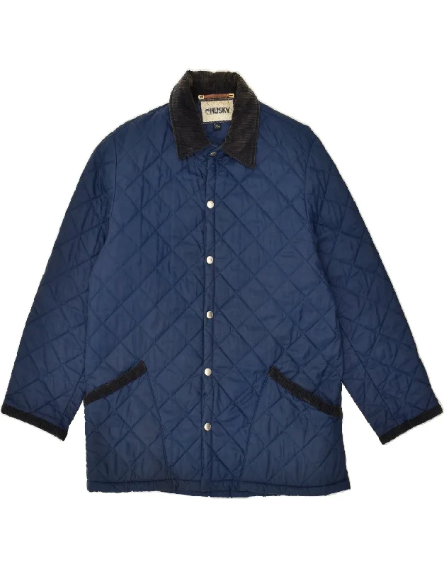 HUSKY Womens Loose Fit Quilted Coat UK 14 Medium Navy Blue Polyester Pockets Sleeves Lining HUSKY Womens Loose Fit Quilted Coat UK 14 Medium Navy Blue Polyester Pockets Sleeves Lining