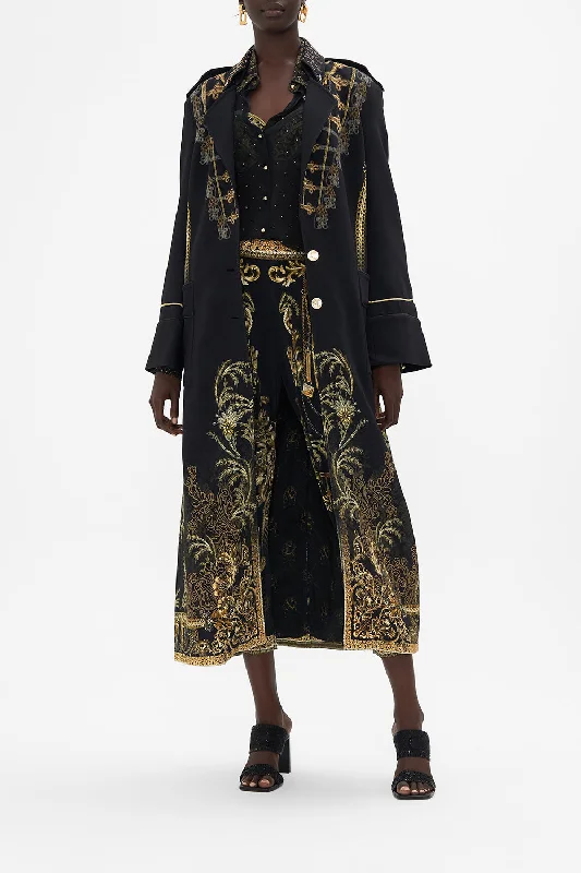 LONG MILITARY COAT THE NIGHT IS NOIR Collared Crew Neck Turtle Neck