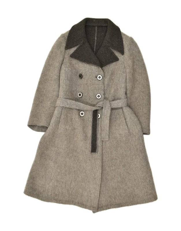 CONFEZIONI Womens Double Breasted Coat EU 38 Medium Grey Quilted Jacket Anorak Windbreaker CONFEZIONI Womens Double Breasted Coat EU 38 Medium Grey Quilted Jacket Anorak Windbreaker