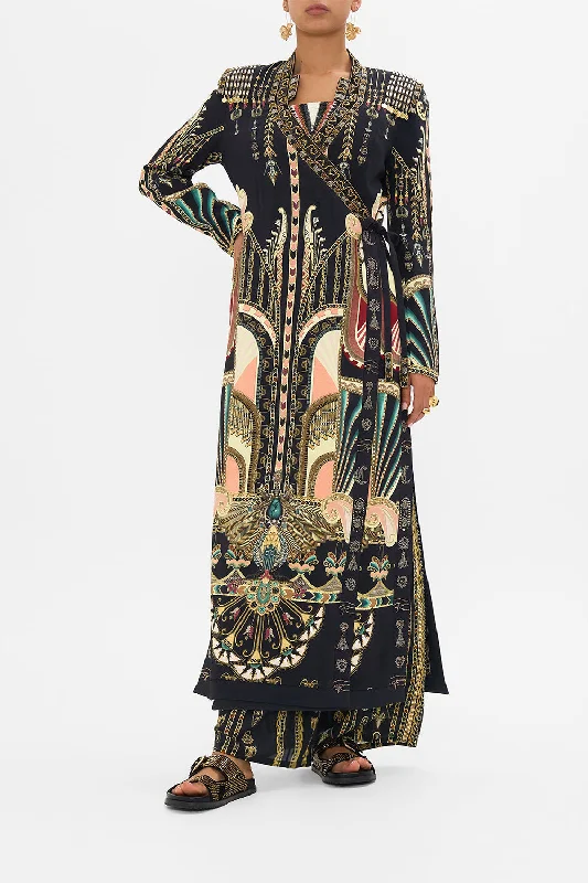 HAND EMBELLISHED CROSS OVER COAT THEY CALLED HER NEFERTARI Fleece Down Feather