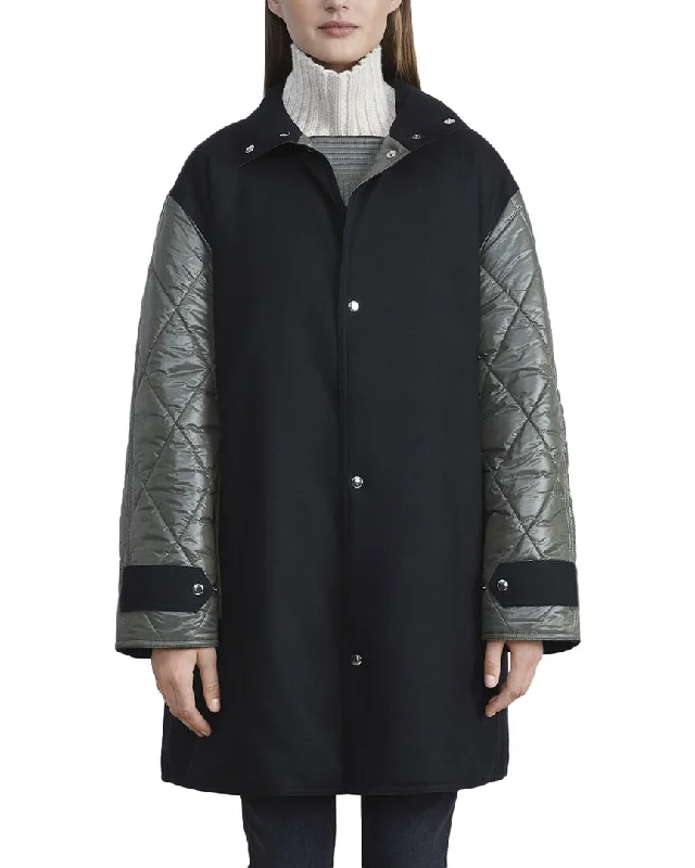 Lafayette 148 New York Reversible Quilted Down Filled Wool-Blend Coat Bolero Crop Top Camisole