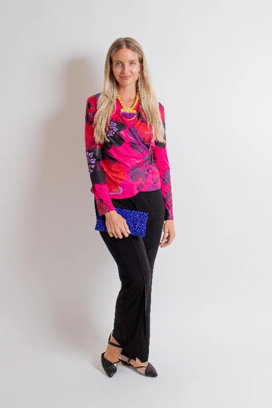 Fuchsia/ Purple Knit Top High-End Knit Shirt