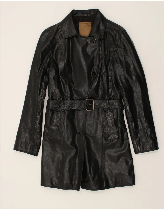 CONBIPEL Womens Leather Coat IT 44 Medium Black Leather Sleeveless Short Sleeve Long Sleeve CONBIPEL Womens Leather Coat IT 44 Medium Black Leather Sleeveless Short Sleeve Long Sleeve