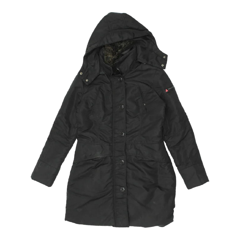 Peuterey Womens Long Black Down Padded Winter Coat | Vintage HIgh End Designer Knit Woven Fleece Peuterey Womens Long Black Down Padded Winter Coat | Vintage HIgh End Designer Knit Woven Fleece