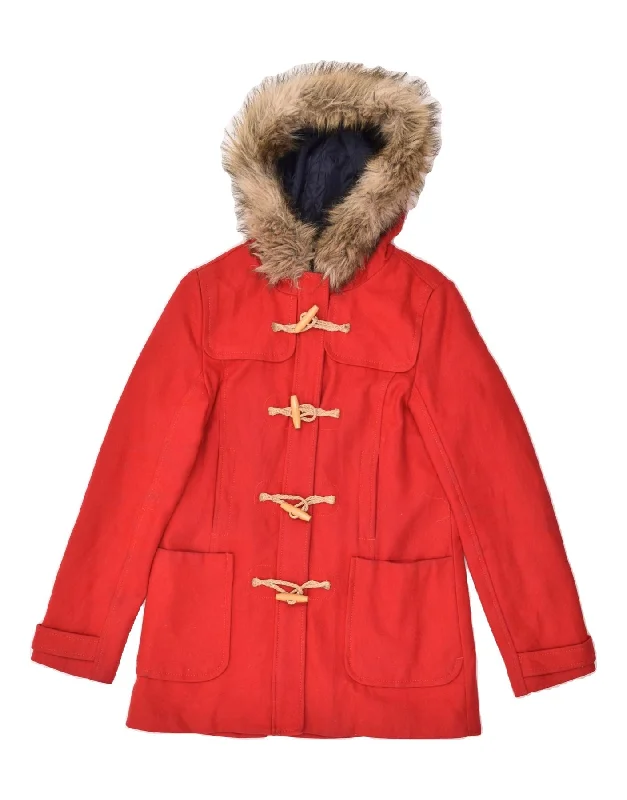 AMERICAN EAGLE Womens Hooded Duffle Coat UK 12 Medium Red Wool Parka Down Jacket Wool Coat AMERICAN EAGLE Womens Hooded Duffle Coat UK 12 Medium Red Wool Parka Down Jacket Wool Coat